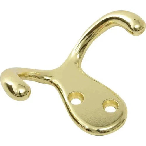 Robe Hook Brass Plated »-Archies Hardware-Double #338-diyshop.co.za