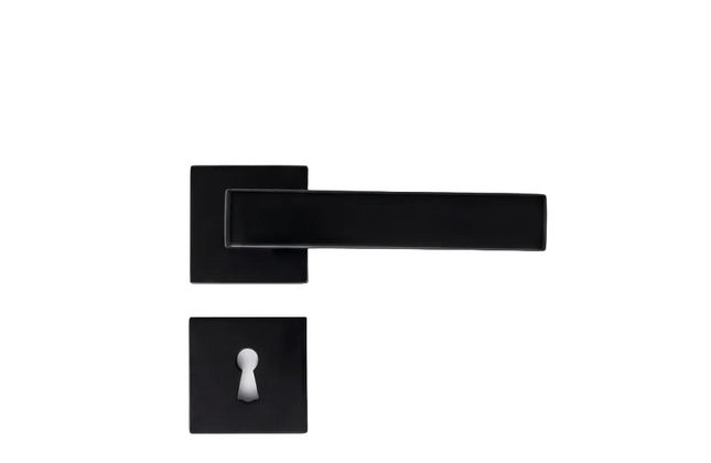 Rose Handle & Escutcheon Plate for Keyhole Lockbody-Matt Black