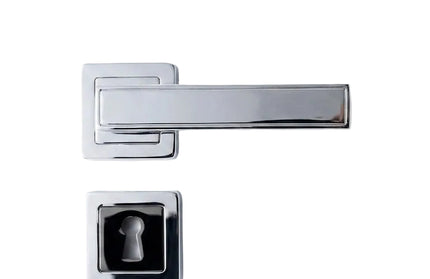 Rose Handle & Escutcheon Plate for Keyhole Lockbody-Silver