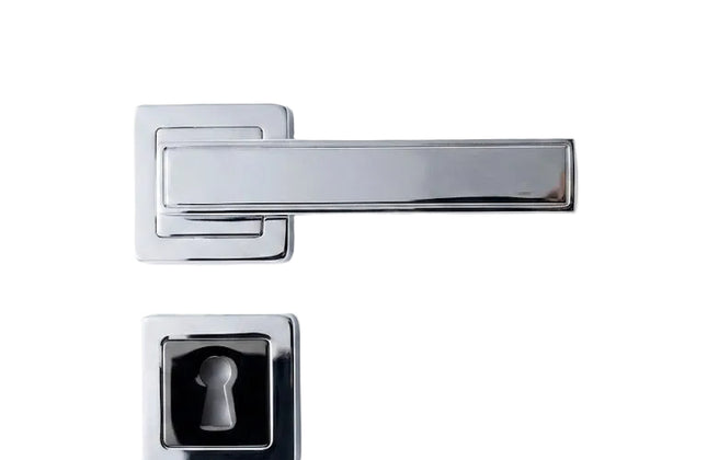 Rose Handle & Escutcheon Plate for Keyhole Lockbody-Silver