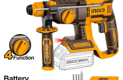 Rotary Hammer Drill Cordless 𝑃20ˢ iNGCO »-18𝑚𝑚-Tool Only-
