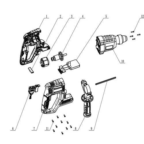 Rotary Hammer Drill Cordless 𝑃20ˢ iNGCO »-18𝑚𝑚-Tool Only-