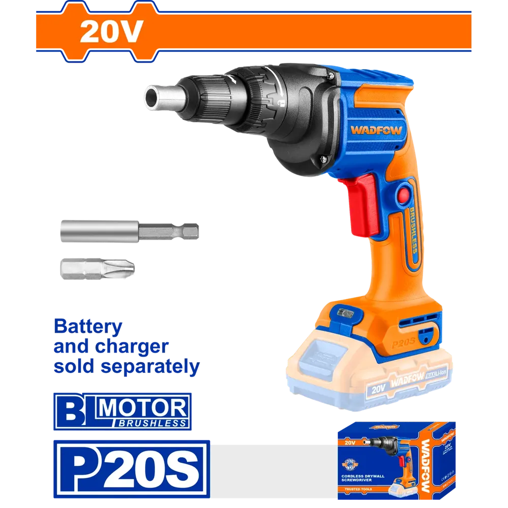 Screwdriver Drywall Cordless 20𝑉 WADFOW-Tool Only-