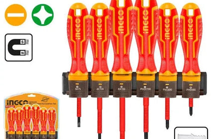 Screwdriver Set with Bracket VDE 6pc iNGCO-