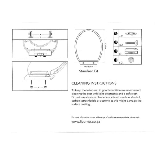 Seat Toilet Plastic MD Livorno/Dura-Lux/Brevic-Toilet Seats-Archies Hardware-diyshop.co.za