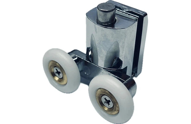 Shower Door Bottom Double Roller Wheel Chrome-Default Title