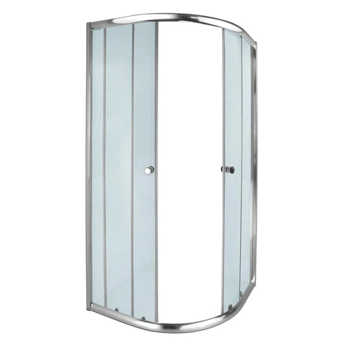 Shower Door Curved Corner Slidingⓓ-Silver/Clear