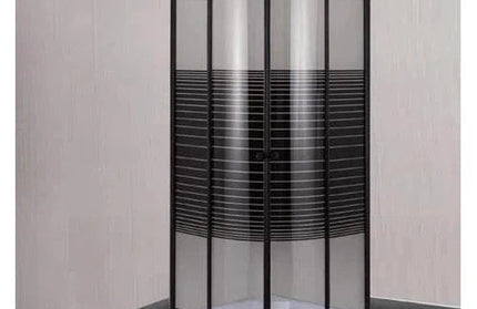 Shower Door Curved Corner Slidingⓓ-Silver/Clear-