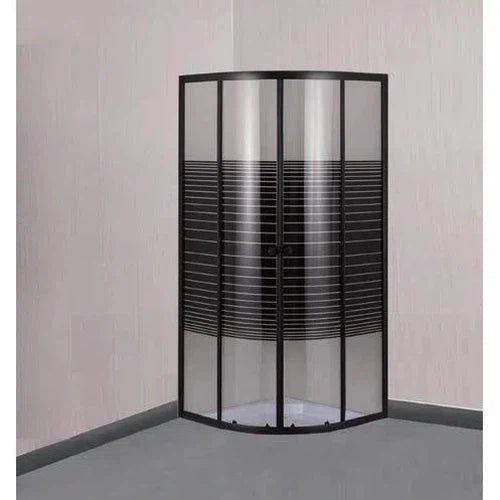 Shower Door Curved Corner Slidingⓓ-Silver/Clear-