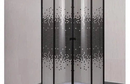 Shower Door Curved Corner Slidingⓓ-Silver/Clear-