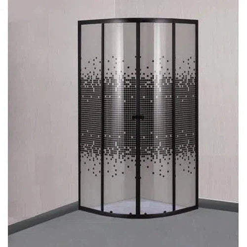Shower Door Curved Corner Slidingⓓ-Silver/Clear-
