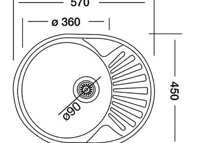 Sink Drop In Single Bowl Half End Round-