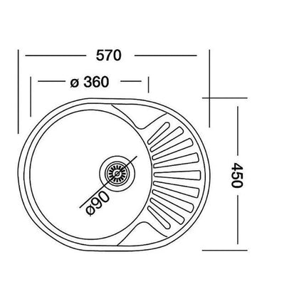 Sink Drop In Single Bowl Half End Round-
