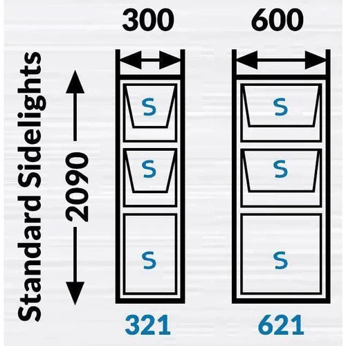 Sliding Door Aluminium Sidelight-𝑊600mm-Bronze-