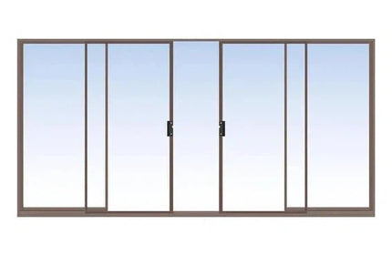 Sliding Patio Door Center Opening Aluminium-𝑊3.6x𝐻2.1m-Bronze-Clear