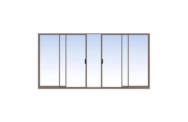 Sliding Patio Door Center Opening Aluminium-𝑊3.6x𝐻2.1m-Bronze-Clear