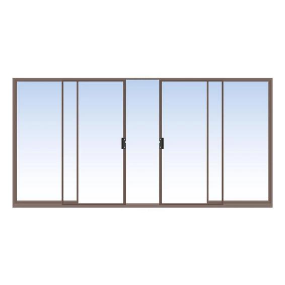 Sliding Patio Door Center Opening Aluminium-Doors-iBuild-𝑊4.2x𝐻2.1m-Bronze-Clear-diyshop.co.za