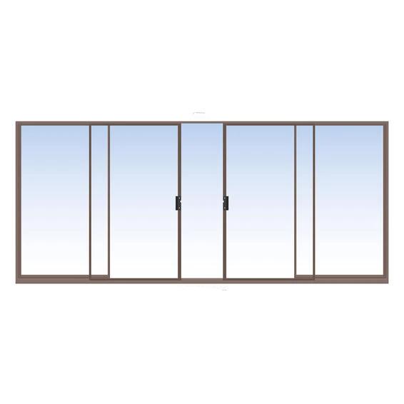 Sliding Patio Door Center Opening Aluminium-Doors-iBuild-𝑊4.8x𝐻2.1m-Bronze-Clear-diyshop.co.za