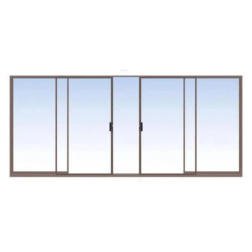 Sliding Patio Door Center Opening Aluminium-𝑊3.6x𝐻2.1m-Bronze-Clear