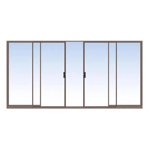 Sliding Patio Door Center Opening Aluminium-Doors-iBuild-𝑊4.2x𝐻2.1m-Bronze-Clear-diyshop.co.za