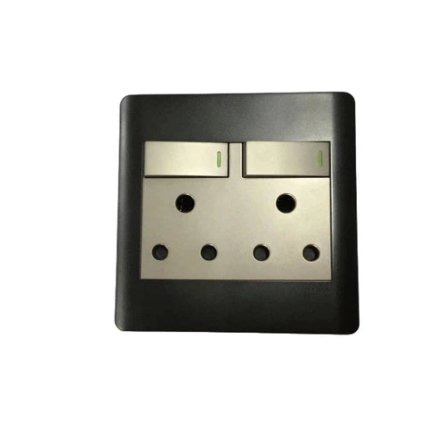 Socket Wall 4x4 Luxury Range Ausma-Electrical-Ausma-Double-Black/Silver Gold-diyshop.co.za