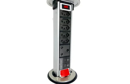 Socket Popup Stainless Steel Onesto-5x EUza 1x 3PIn 2x USB