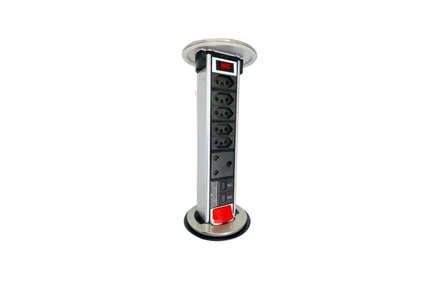 Socket Popup Stainless Steel Onesto-5x EUza 1x 3PIn 2x USB