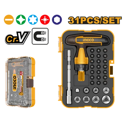 Socket & Screwdriver 1/4" Set iNGCO-