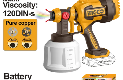 Spray Gun Cordless 𝑃20ˢ HVLP iNGCO-Tool Only-