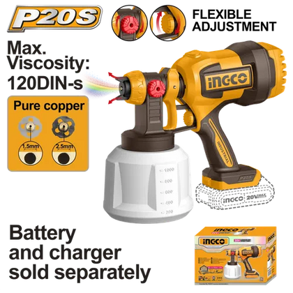 Spray Gun Cordless 𝑃20ˢ HVLP iNGCO-Tool Only-