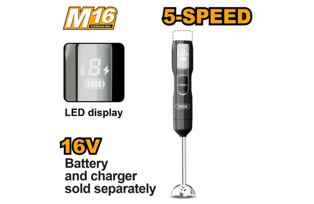 Stick Blender Cordless 𝑀16 iNGCO-Tool Only