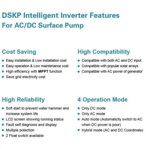 Swimming Pool Pump Solar with Inverter HT-0.9𝑘𝑊/10𝑚³ℓ𝑝𝒉/𝐻10𝑚-