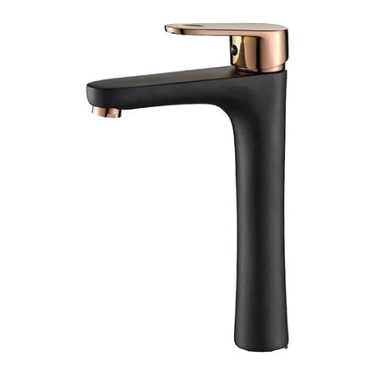 Tap Basin Mixer High Rounded Lever-Black/Rose
