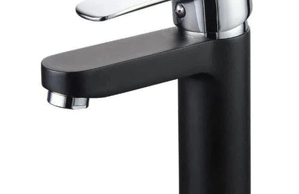Tap Basin Mixer Rounded Lever-Black/Chrome