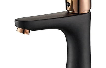 Tap Basin Mixer Rounded Lever-Black/Rose