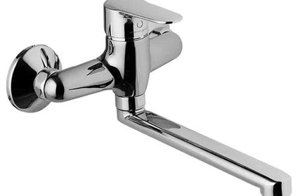 Tap Sink Mixer Wall Rounded Lever-Chrome