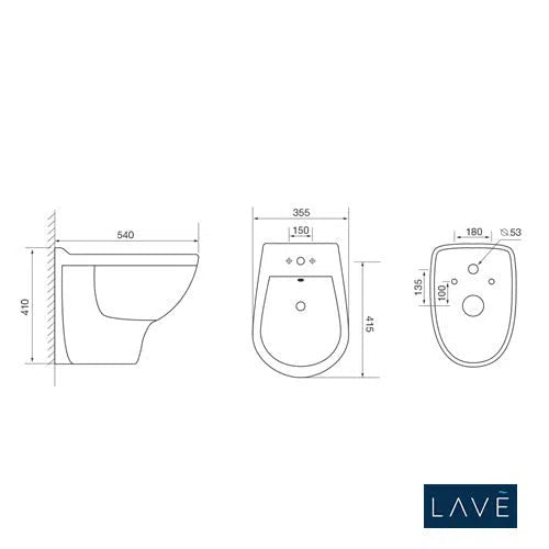 Toilet Wall Hung Pan Lave & Concealed Cistern Riffo-