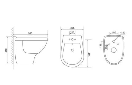 Toilet Wall Hung Pan Lave & Concealed Cistern Riffo-