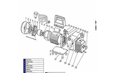 Vacuum Pump Rotary Vane Single Stage-42ℓ𝑝𝑚/190𝑊-