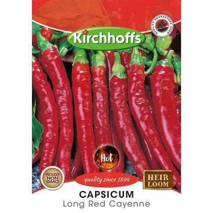 Vegetable Seed Capsicum's Kirchhoffs-Long Red Cayenne-Picture Packet