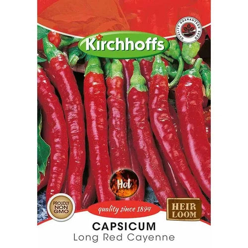 Vegetable Seed Capsicum's Kirchhoffs-Long Red Cayenne-Picture Packet-