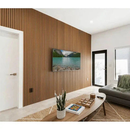 Wallpanel Slatted PVC Woodlook-Walnut-𝑤160 x 𝑇22𝑚𝑚 x 𝐿2.9𝑚-𝑝/10