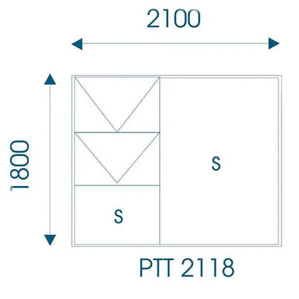 Window AL C30PTT 2118 (𝑊2090x𝐻1790mm)-Bronze-Clear-