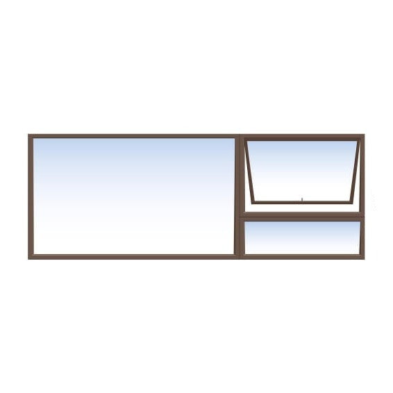 Window Aluminium PT 249 (𝑊2390x𝐻890mm)-Window Frames-iBuild-Bronze-Clear-diyshop.co.za