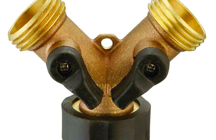 Y Connector Brass for Wash Machine with Valve-3/4"F x 3/4"M x 3/4"M