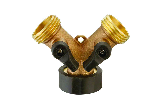 Y Connector Brass for Wash Machine with Valve-3/4"F x 3/4"M x 3/4"M
