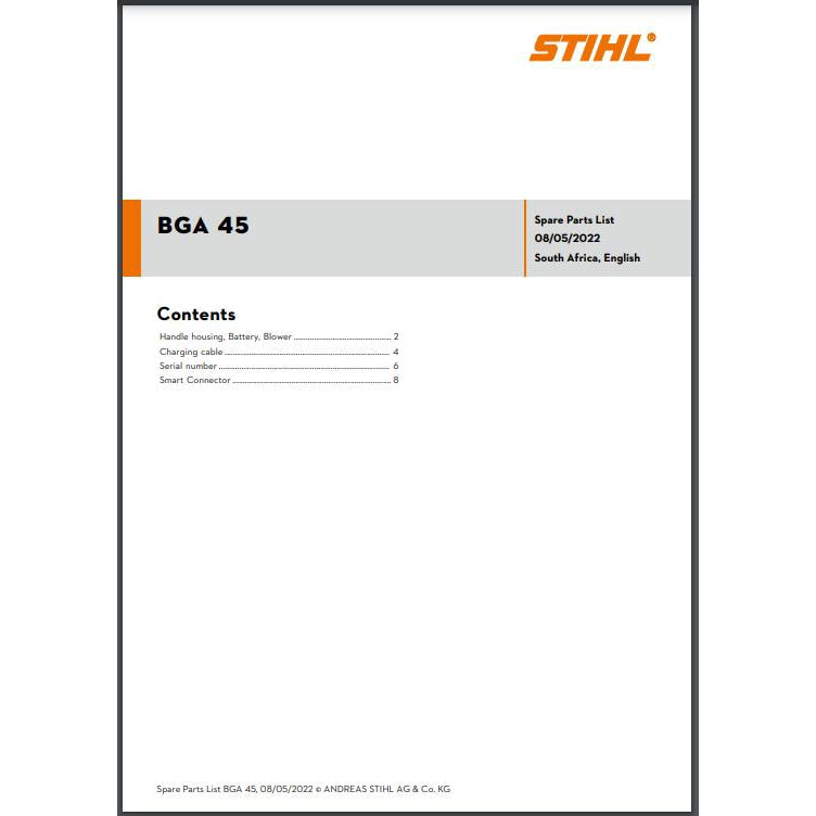 Parts List & Diagram BGA45 STIHL-Power Tool & Equipment Manuals-STIHL-diyshop.co.za