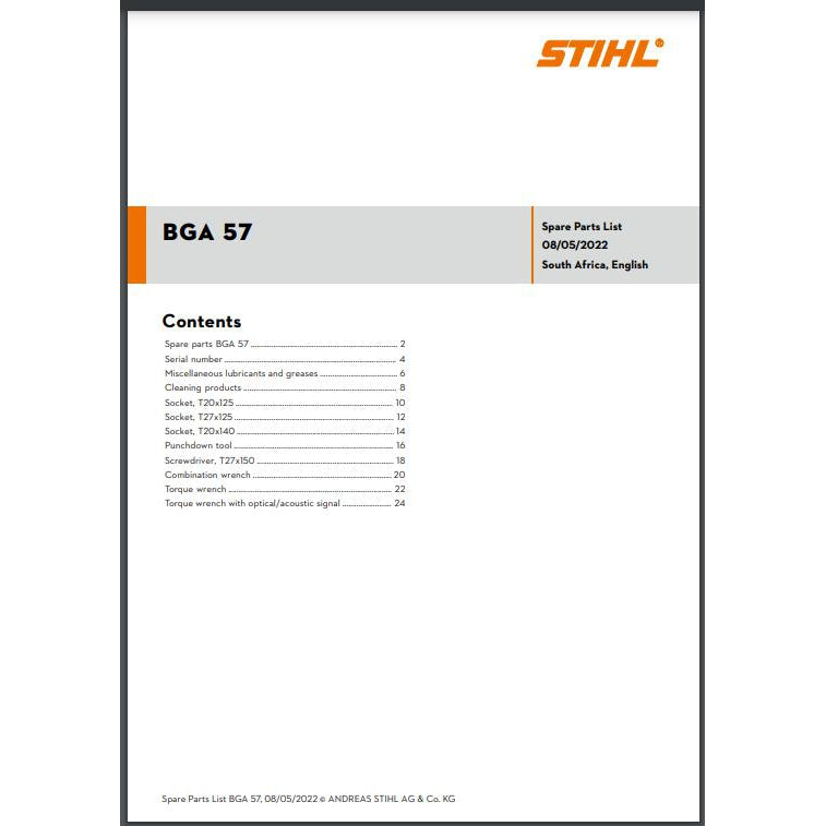 Parts List & Diagram BGA57 STIHL-Power Tool & Equipment Manuals-STIHL-diyshop.co.za