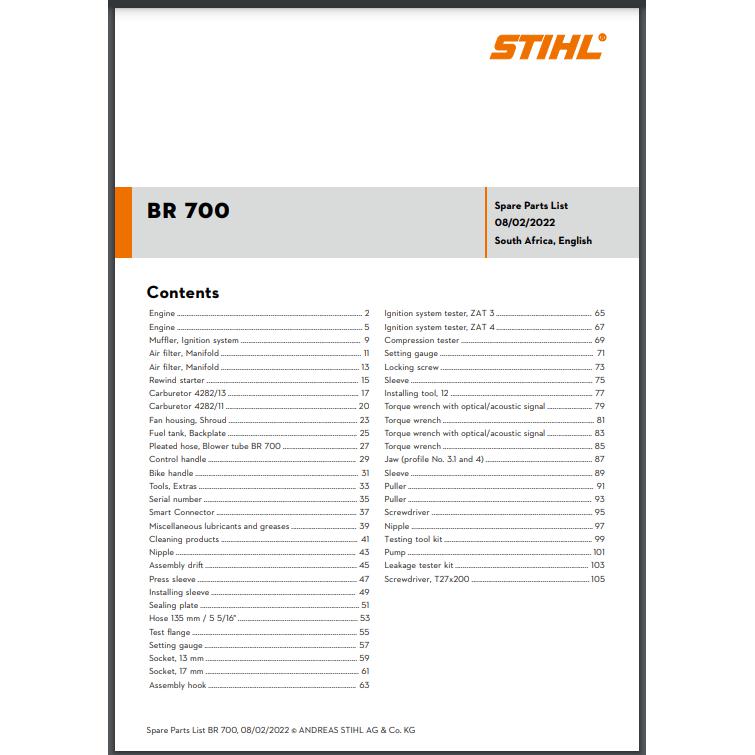 Parts List & Diagram BR700 STIHL-Power Tool & Equipment Manuals-STIHL-diyshop.co.za