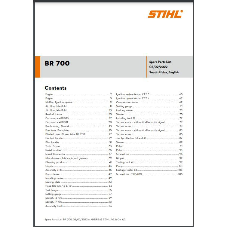 Parts List & Diagram BR700 STIHL-Power Tool & Equipment Manuals-STIHL-diyshop.co.za